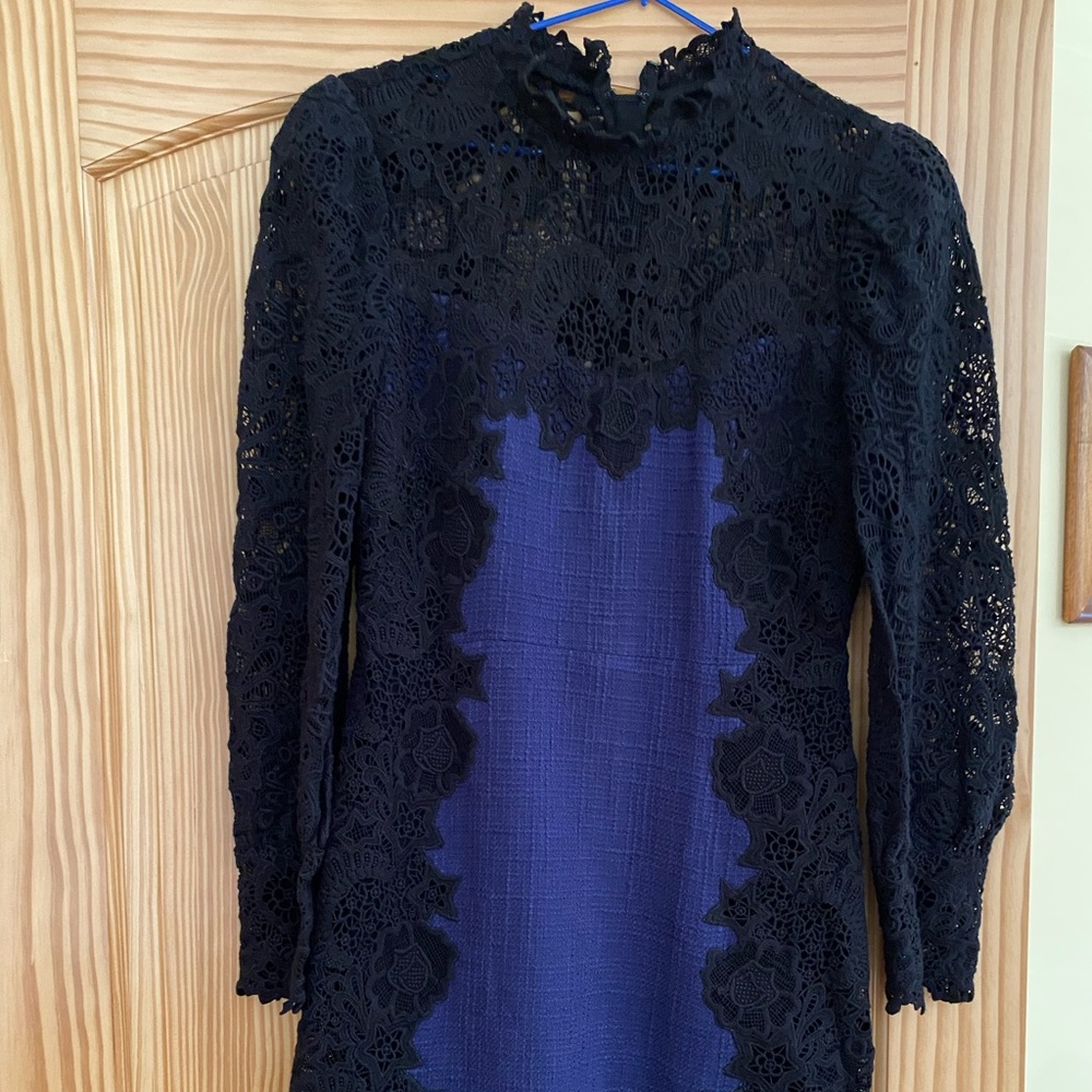 Rebecca Taylor lace blue and black party special occasions dress, high quality!
